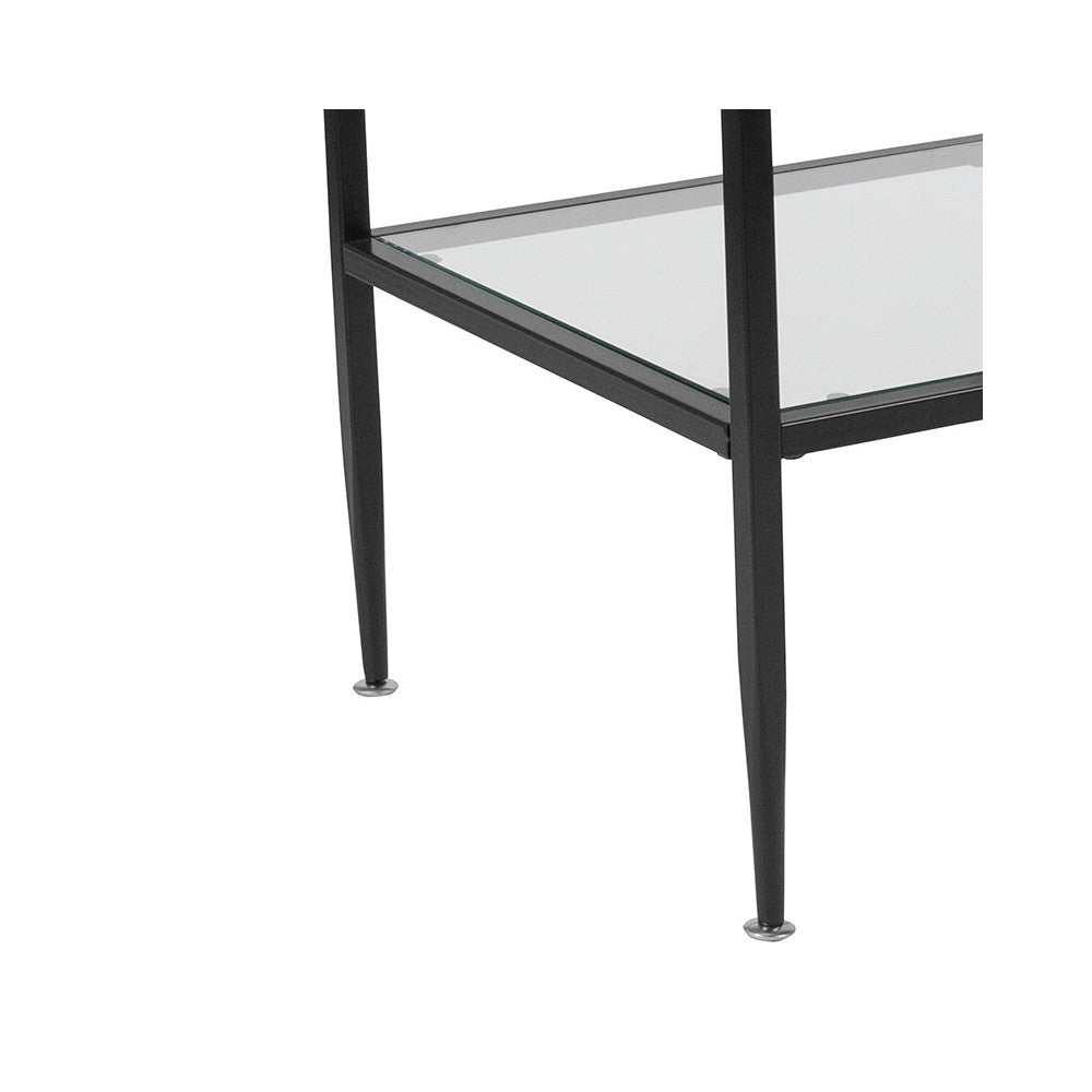 Newport Collection Glass End Table with Black Metal Frame