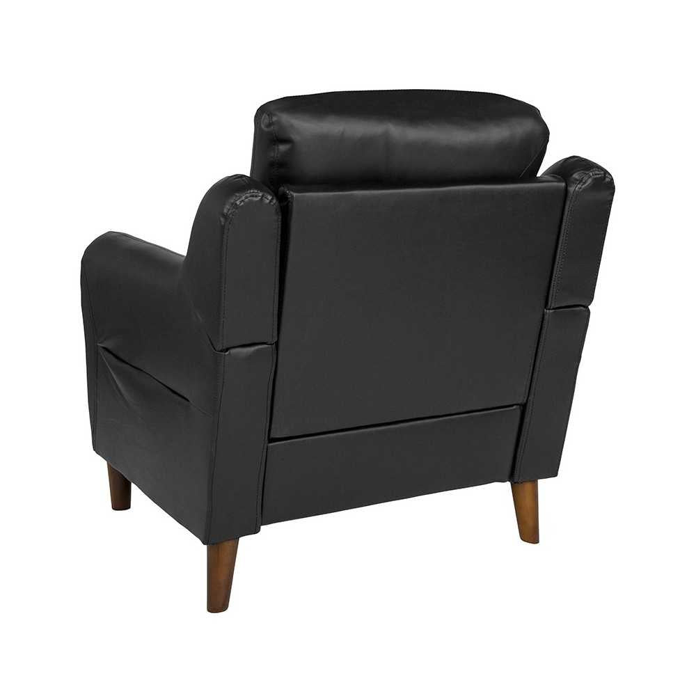 Newton Hill Upholstered Bustle Back Arm Chair in Black LeatherSoft