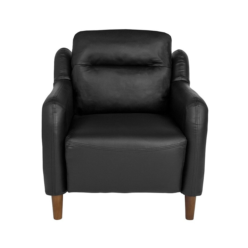 Newton Hill Upholstered Bustle Back Arm Chair in Black LeatherSoft