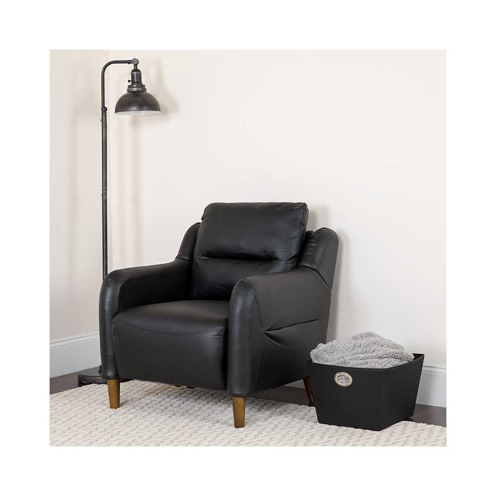 Newton Hill Upholstered Bustle Back Arm Chair in Black LeatherSoft