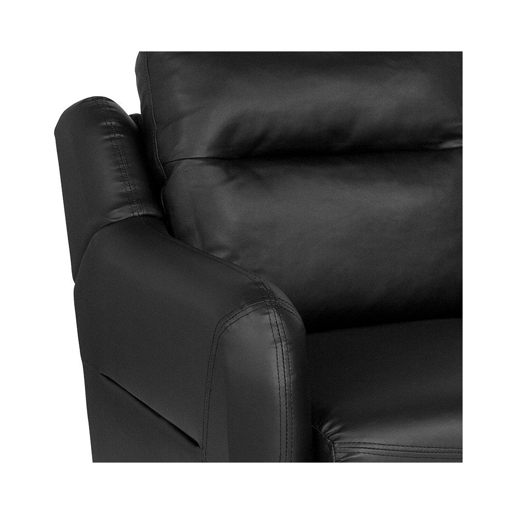 Newton Hill Upholstered Bustle Back Arm Chair in Black LeatherSoft
