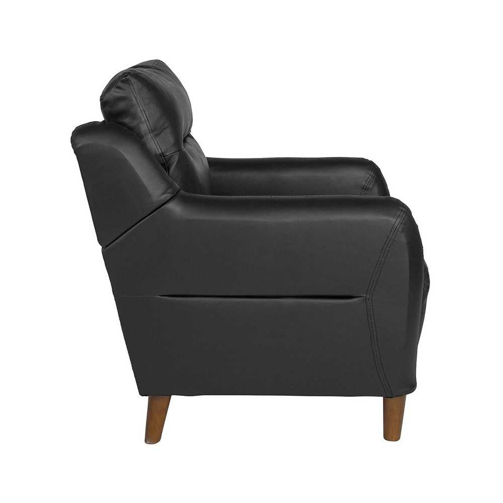 Newton Hill Upholstered Bustle Back Arm Chair in Black LeatherSoft