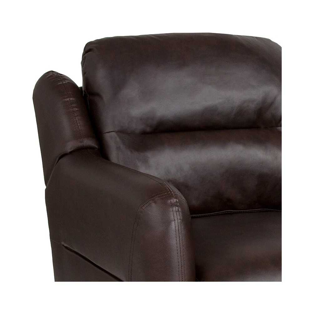 Newton Hill Upholstered Bustle Back Arm Chair in Brown LeatherSoft