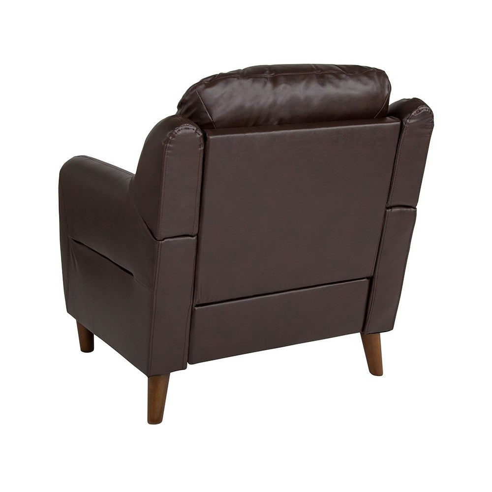 Newton Hill Upholstered Bustle Back Arm Chair in Brown LeatherSoft