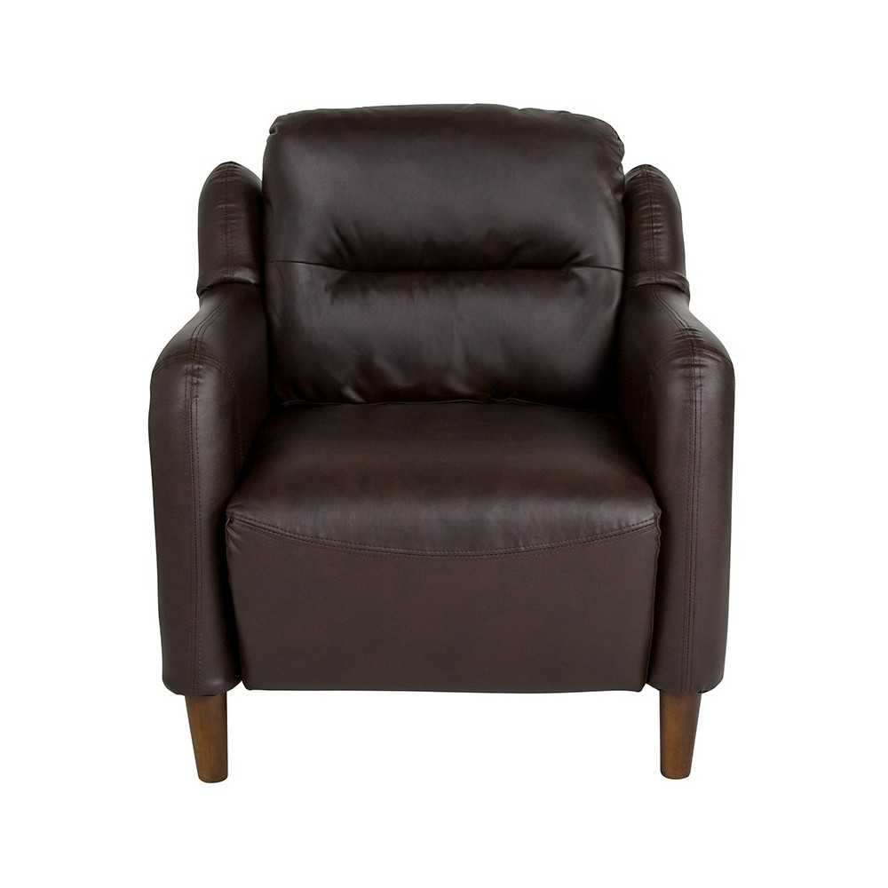 Newton Hill Upholstered Bustle Back Arm Chair in Brown LeatherSoft