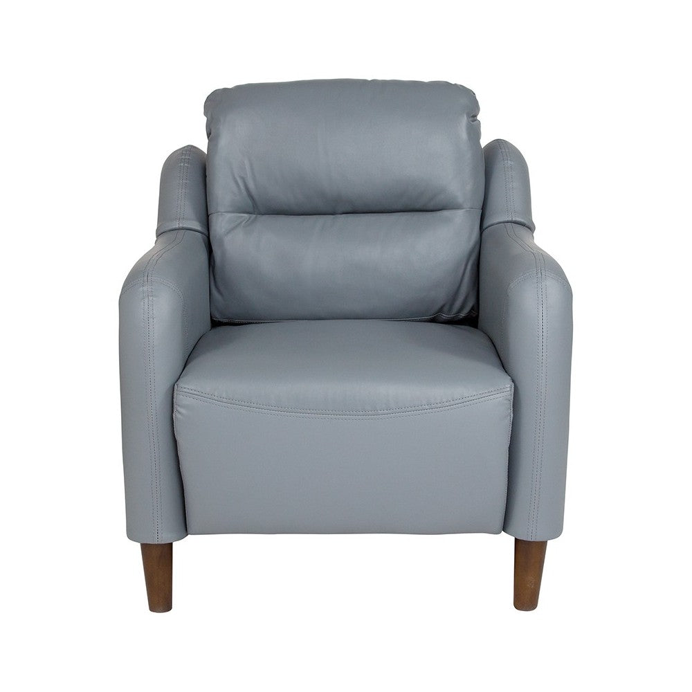 Newton Hill Upholstered Bustle Back Arm Chair in Gray LeatherSoft