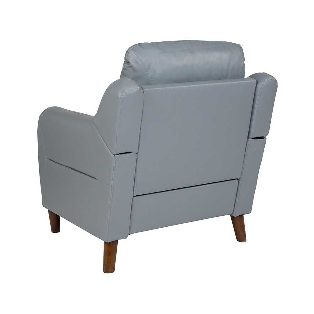 Newton Hill Upholstered Bustle Back Arm Chair in Gray LeatherSoft