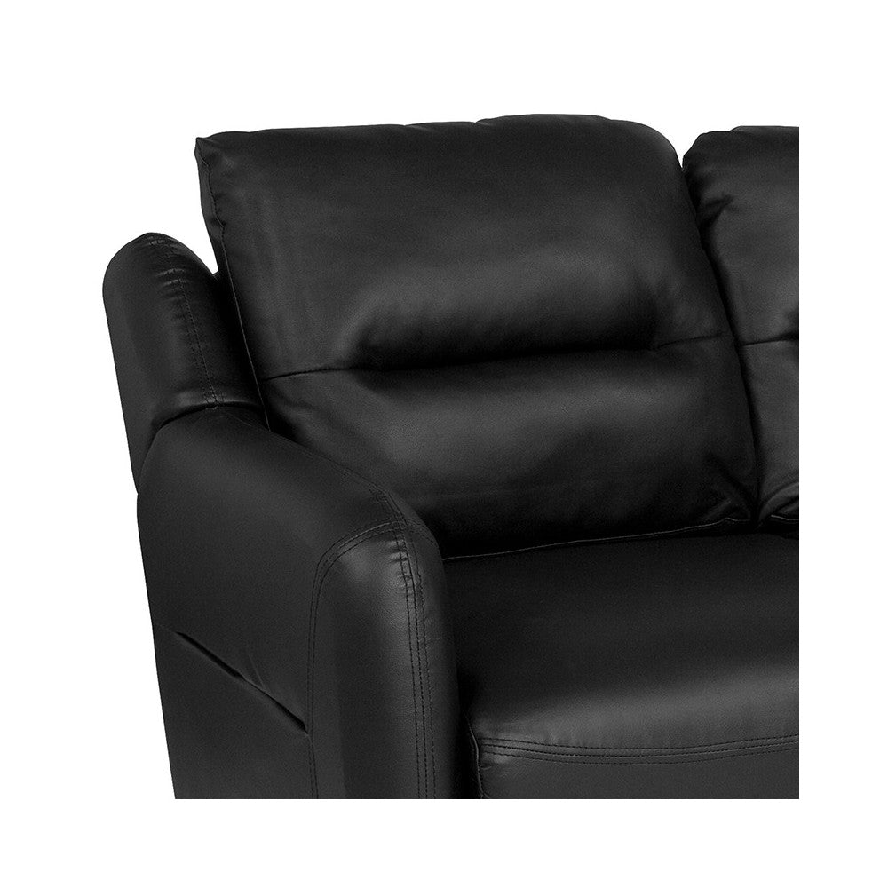 Newton Hill Upholstered Bustle Back Loveseat in Black LeatherSoft