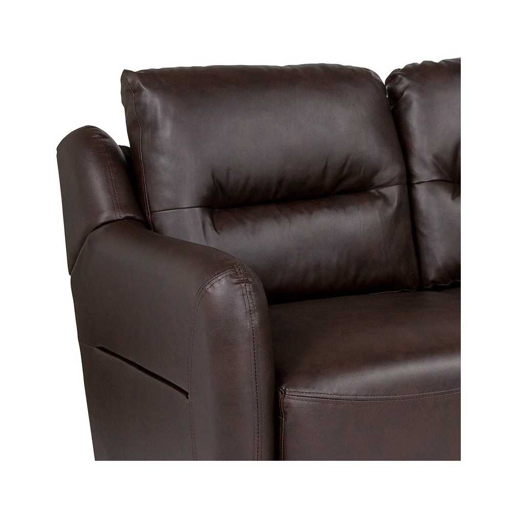 Newton Hill Upholstered Bustle Back Loveseat in Brown LeatherSoft