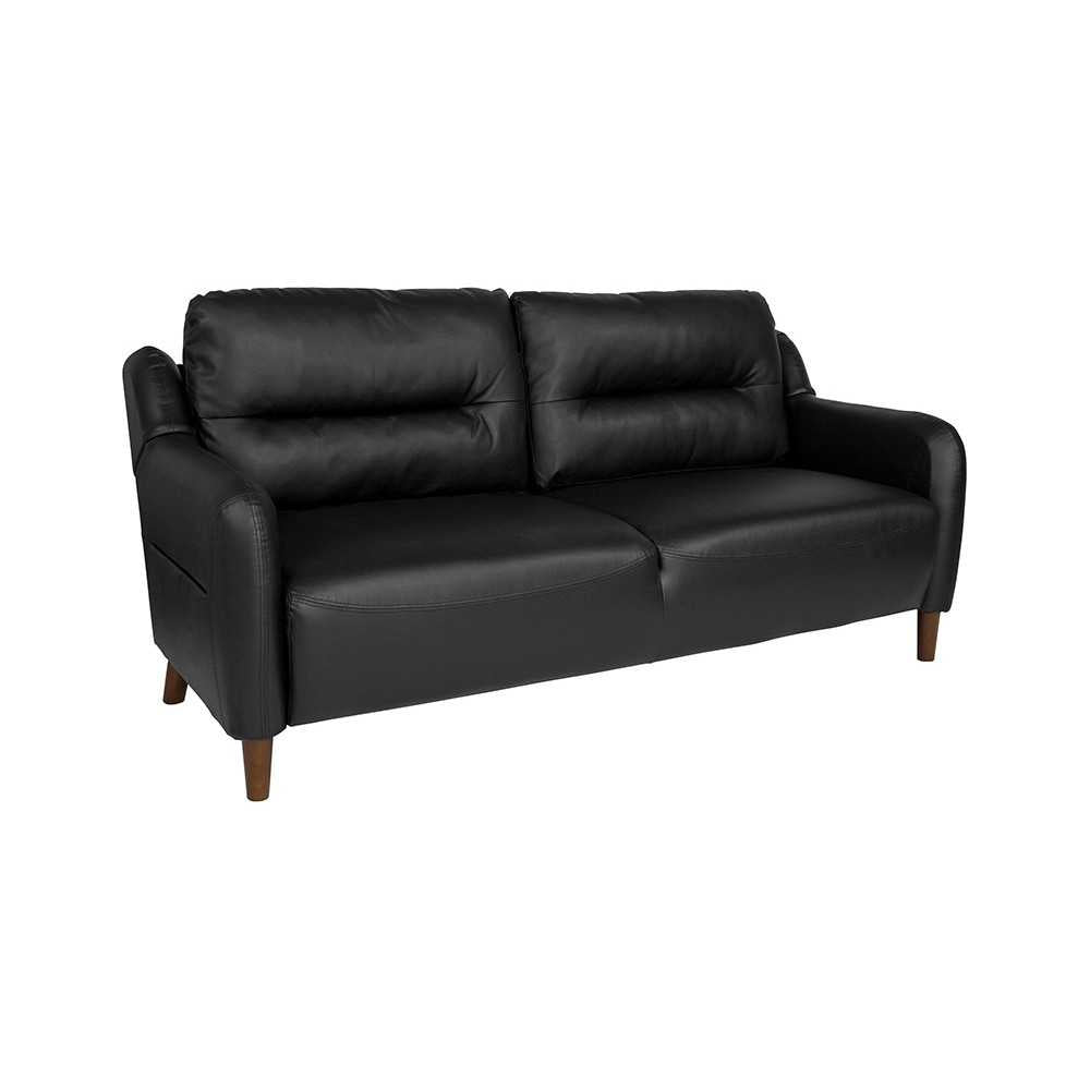 Newton Hill Upholstered Bustle Back Sofa in Black LeatherSoft