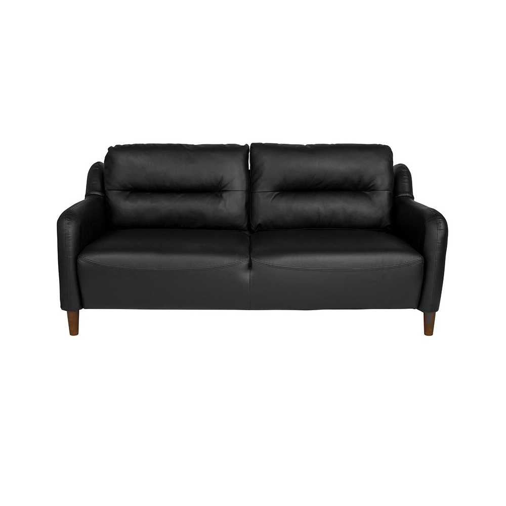 Newton Hill Upholstered Bustle Back Sofa in Black LeatherSoft