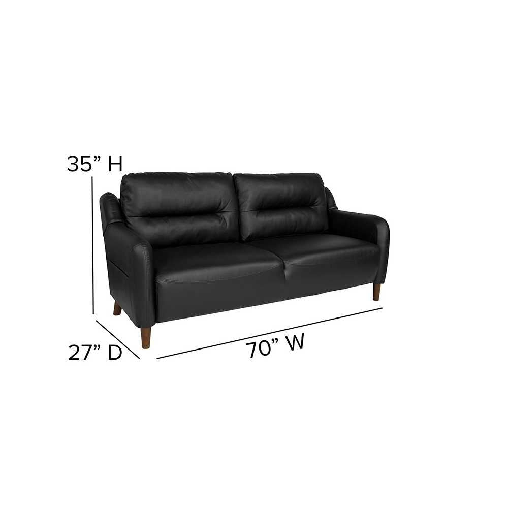 Newton Hill Upholstered Bustle Back Sofa in Black LeatherSoft
