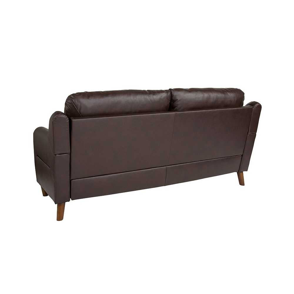 Newton Hill Upholstered Bustle Back Sofa in Brown LeatherSoft