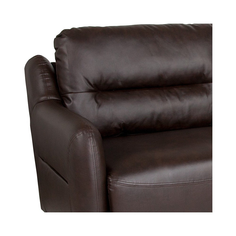 Newton Hill Upholstered Bustle Back Sofa in Brown LeatherSoft