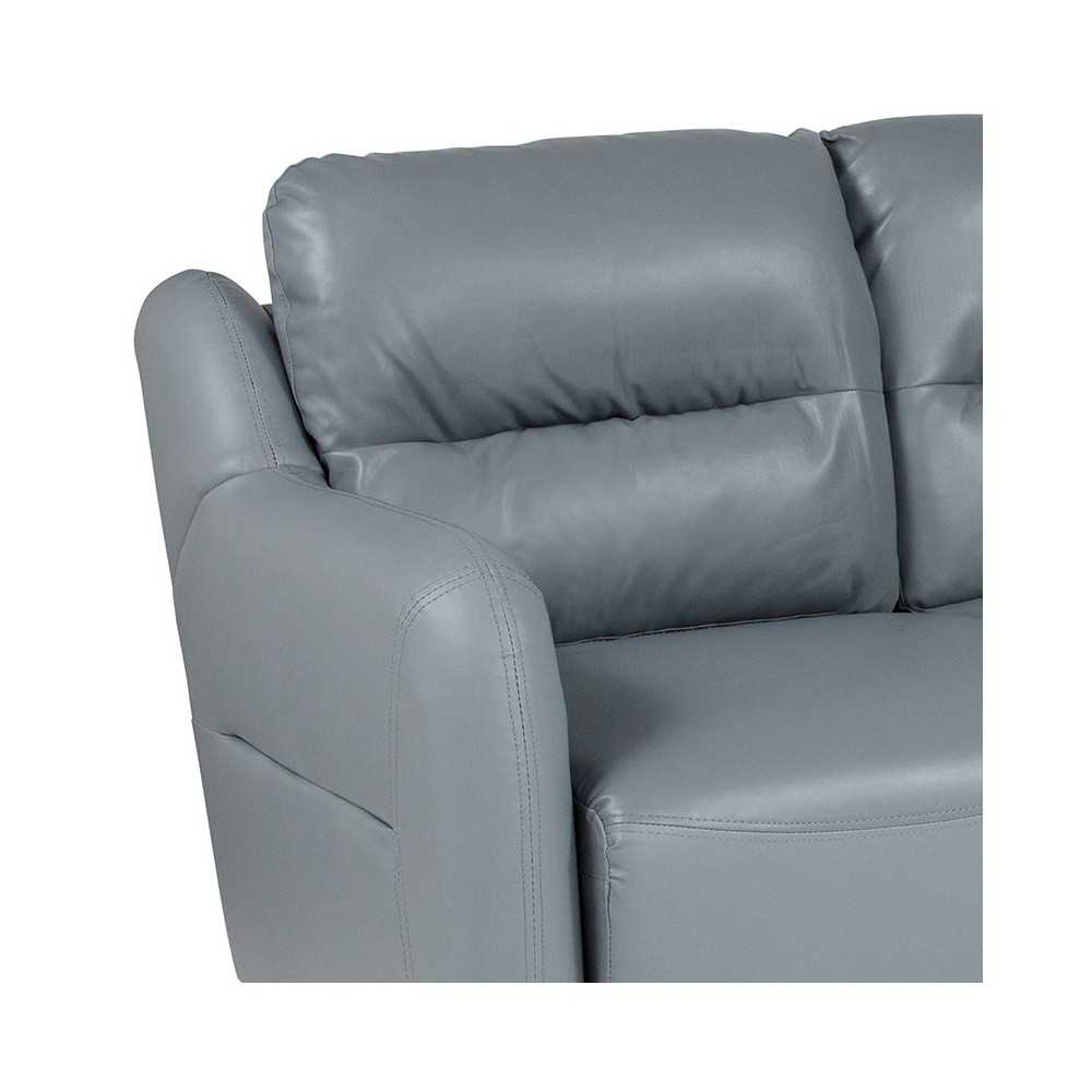 Newton Hill Upholstered Bustle Back Sofa in Gray LeatherSoft