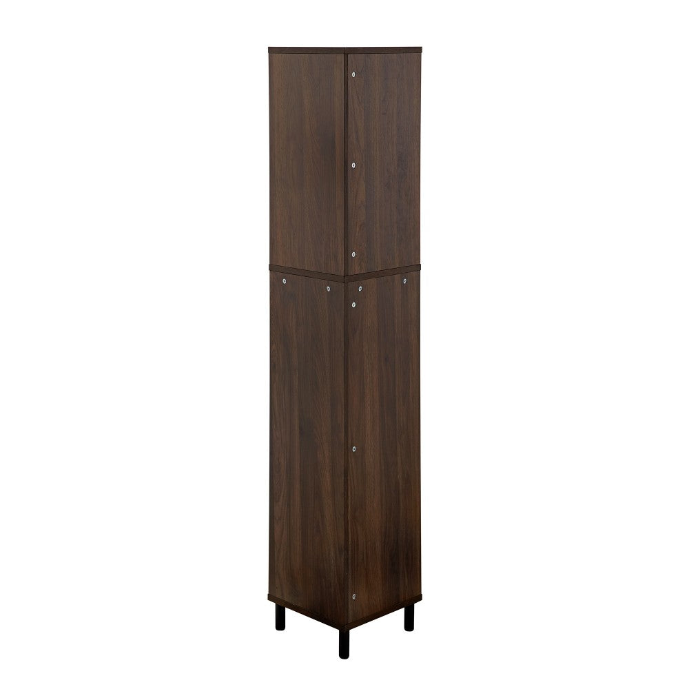 Nora 68" Wood and Glass Corner Bookshelf - Dark Walnut