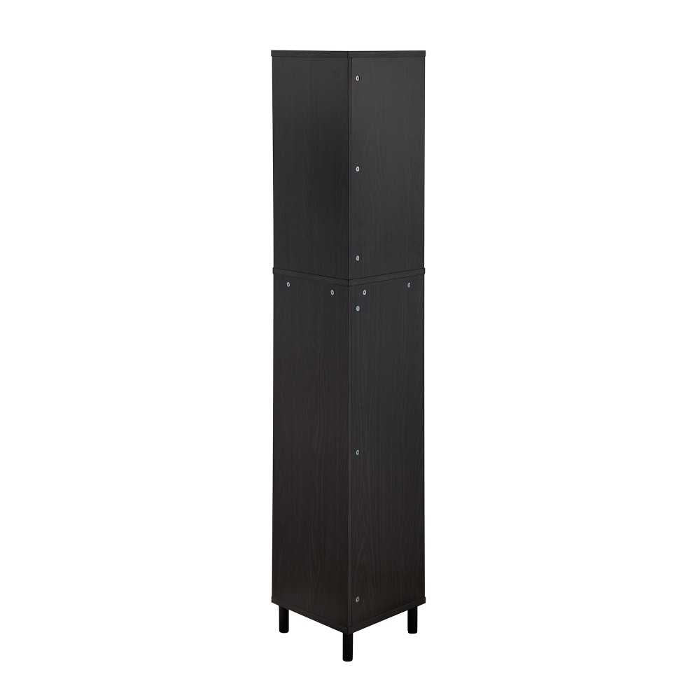 Nora 68" Wood and Glass Corner Bookshelf - Graphite