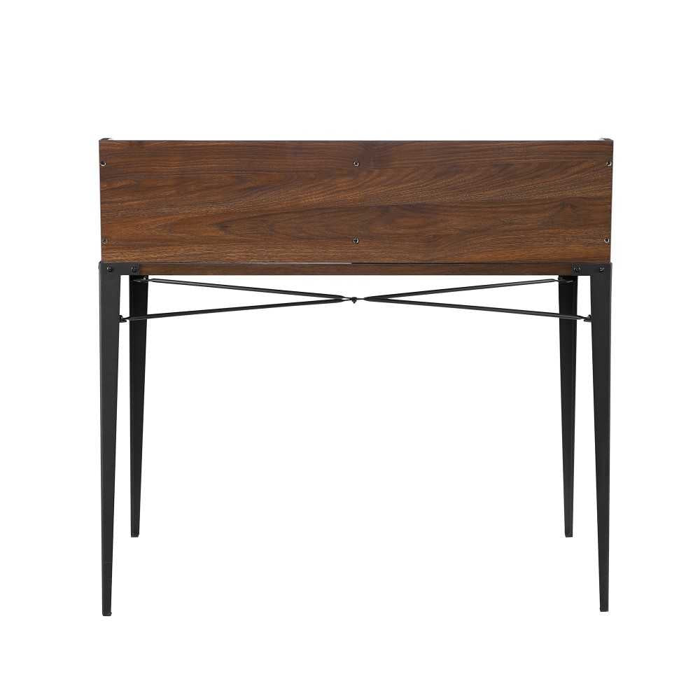 Nyla 42" Industrial Secretary Desk with Hutch - Dark Walnut