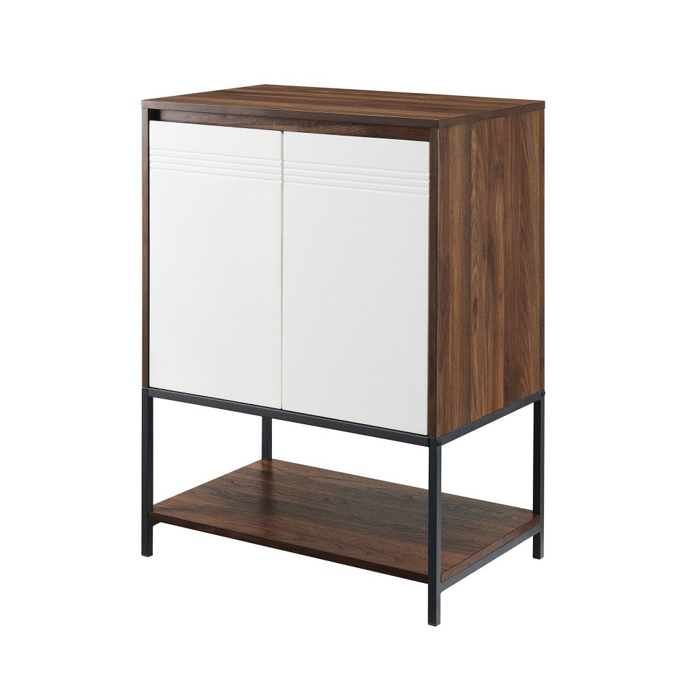 Nyman 24" 2 Door Accent Cabinet with Lower Shelf - Dark Walnut/Solid White