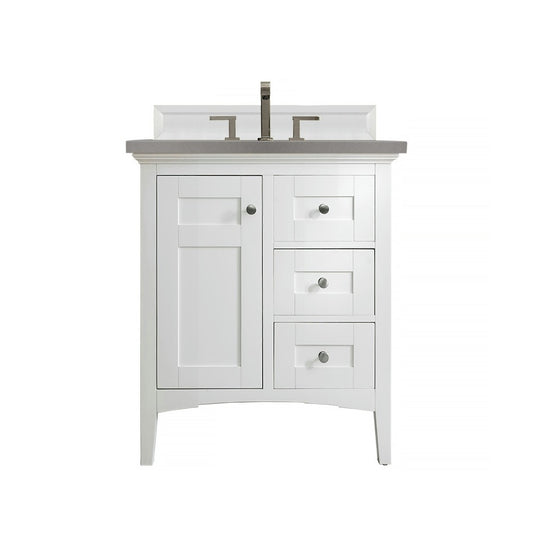 Palisades 30" Single Vanity, Bright White, w/ 3 CM Gray Expo Quartz Top