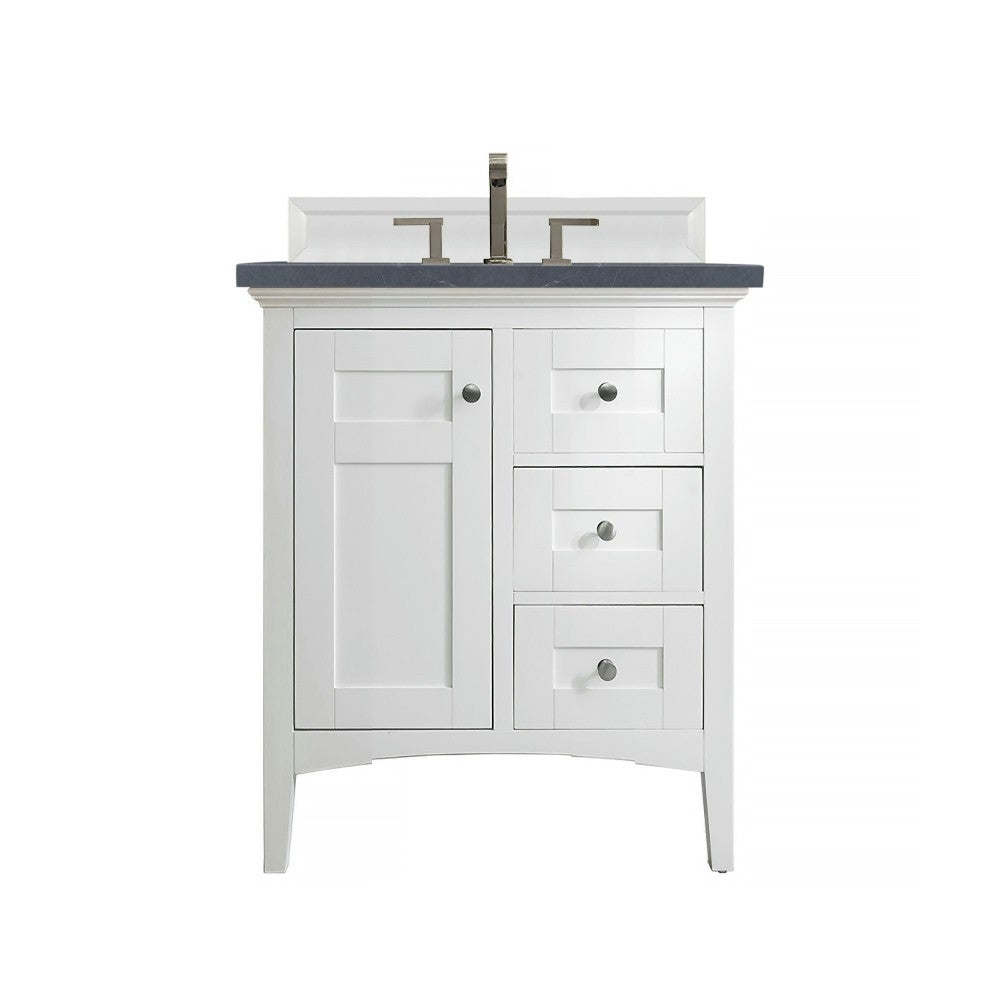 Palisades 30" Single Vanity, Bright White, w/ 3 CM Charcoal Soapstone Quartz Top