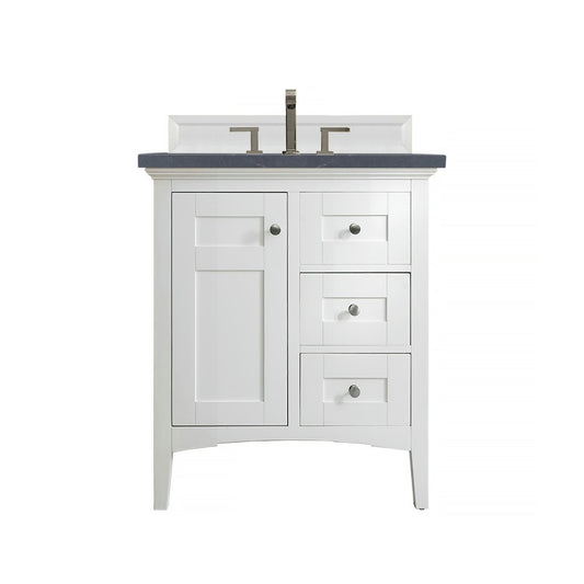 Palisades 30" Single Vanity, Bright White, w/ 3 CM Charcoal Soapstone Quartz Top