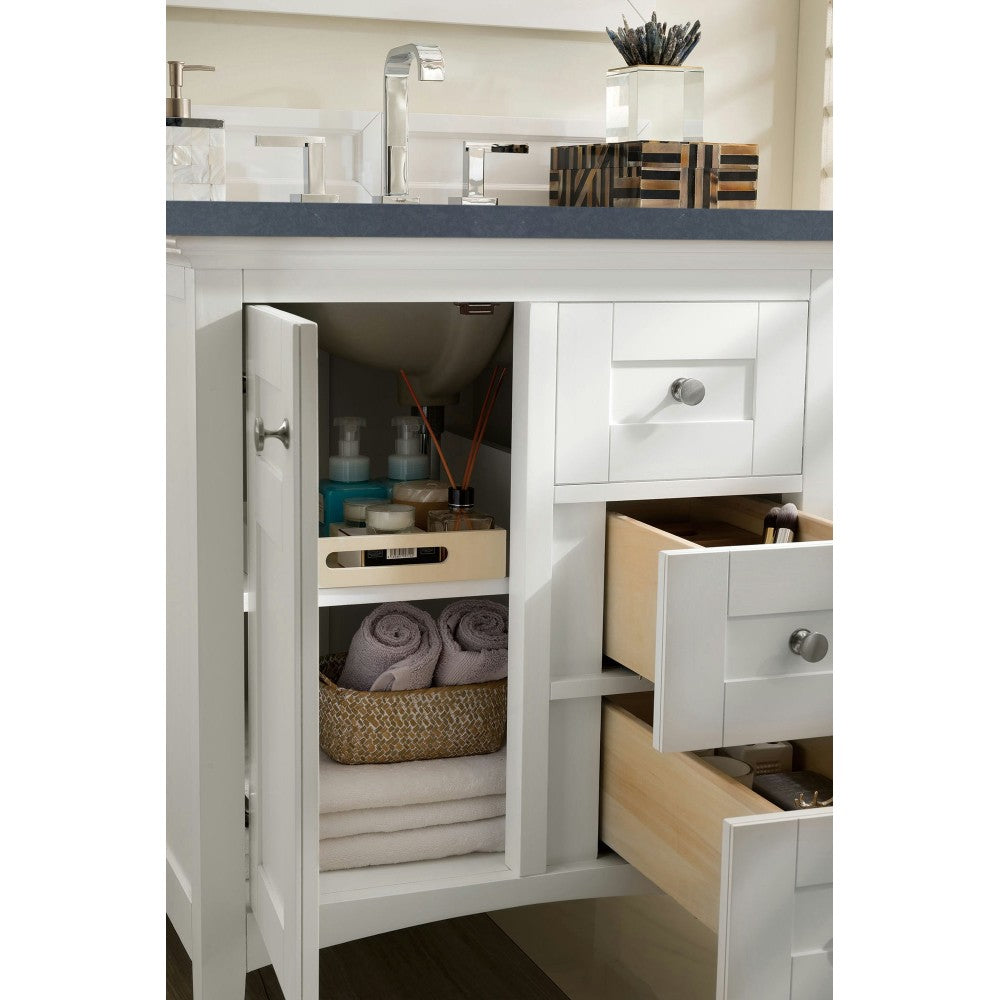 Palisades 30" Single Vanity, Bright White, w/ 3 CM Charcoal Soapstone Quartz Top