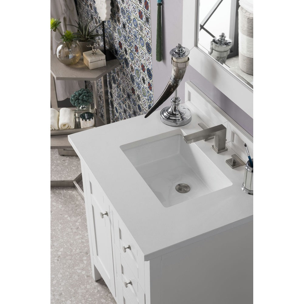 Palisades 30" Single Vanity, Bright White, w/ 3 CM Classic White Quartz Top