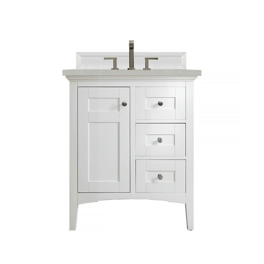 Palisades 30" Single Vanity, Bright White, w/ 3 CM Eternal Serena Quartz Top
