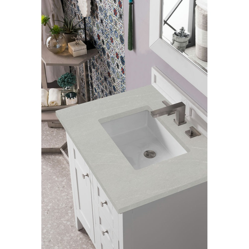 Palisades 30" Single Vanity, Bright White, w/ 3 CM Eternal Serena Quartz Top