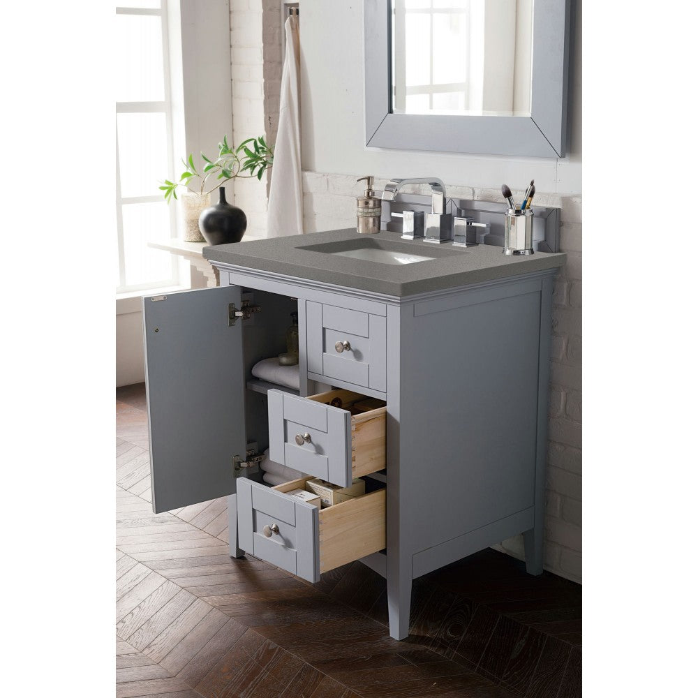 Palisades 30" Single Vanity, Silver Gray, w/ 3 CM Gray Expo Quartz Top