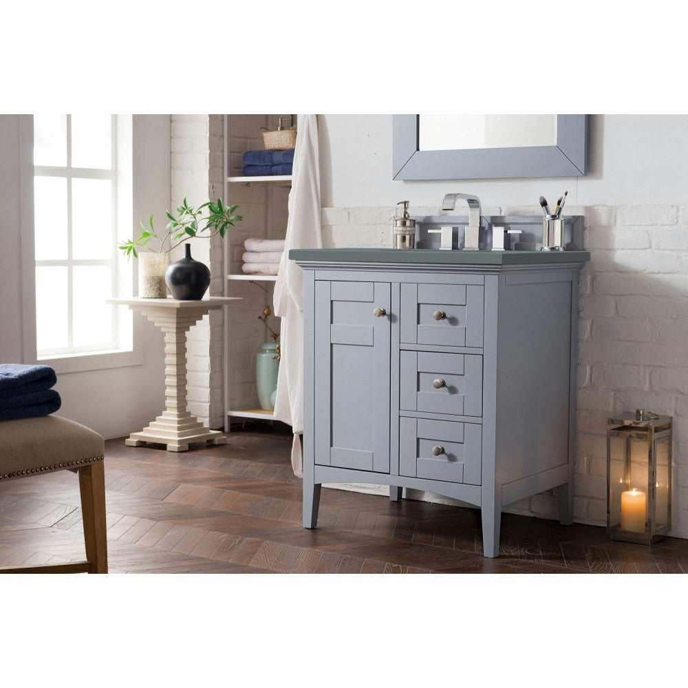 Palisades 30" Single Vanity, Silver Gray, w/ 3 CM Cala Blue Quartz Top