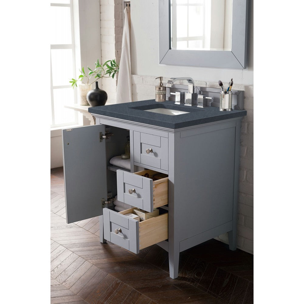 Palisades 30" Single Vanity, Silver Gray, w/ 3 CM Charcoal Soapstone Quartz Top