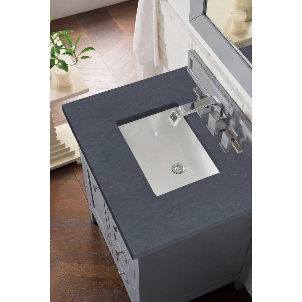 Palisades 30" Single Vanity, Silver Gray, w/ 3 CM Charcoal Soapstone Quartz Top