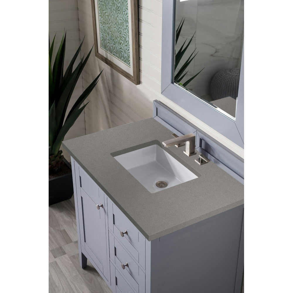 Palisades 36" Single Vanity, Silver Gray, w/ 3 CM Gray Expo Quartz Top