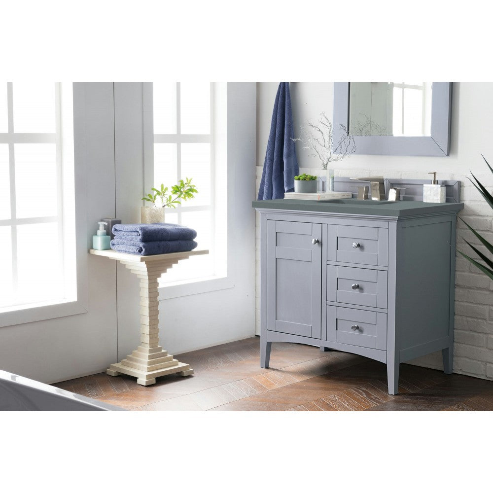 Palisades 36" Single Vanity, Silver Gray, w/ 3 CM Cala Blue Quartz Top