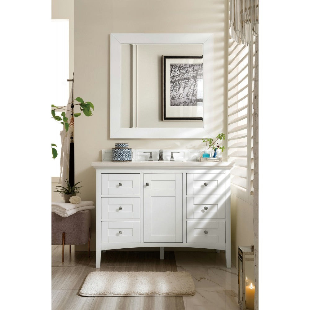 Palisades 48" Single Vanity, Bright  White w/ 3 CM Arctic Fall Solid Surface Top