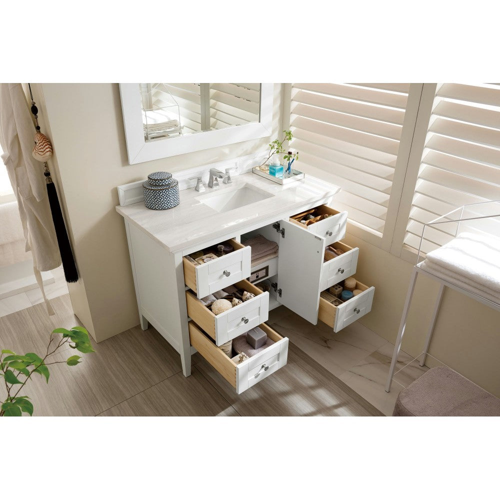 Palisades 48" Single Vanity, Bright  White w/ 3 CM Arctic Fall Solid Surface Top