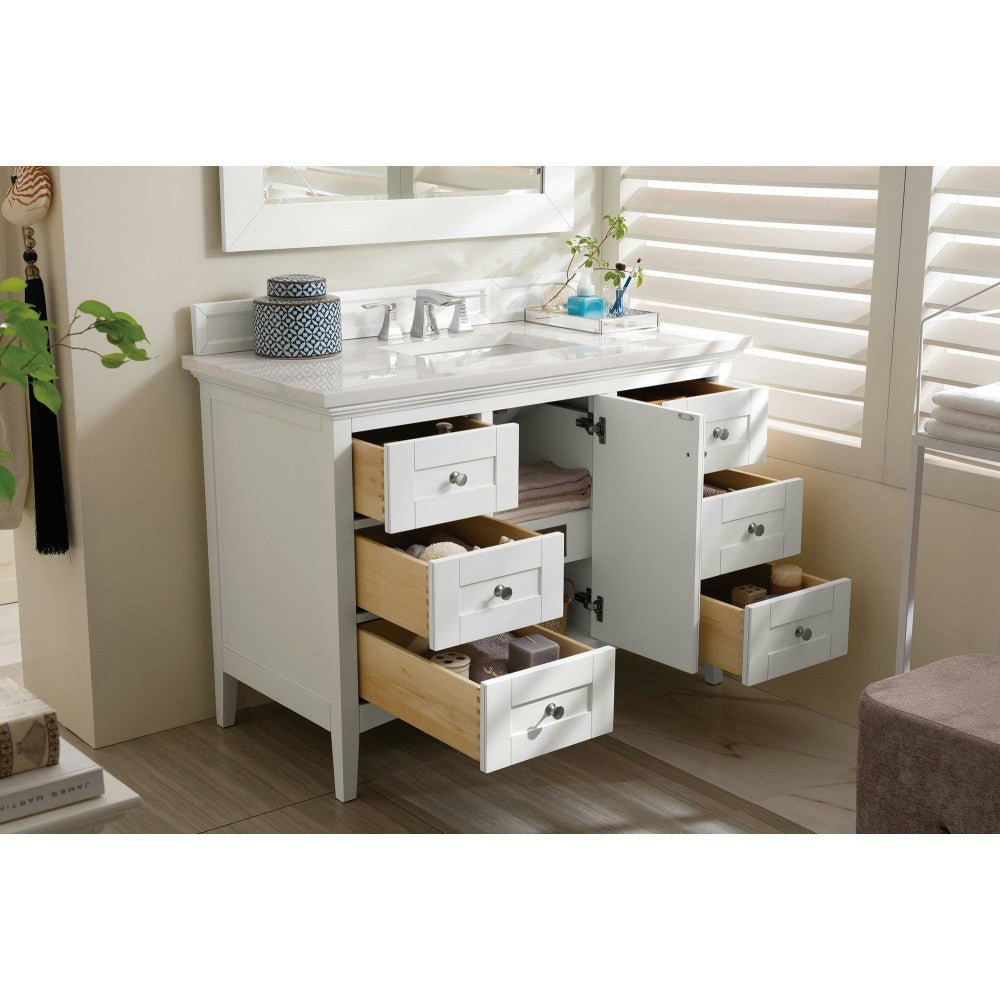 Palisades 48" Single Vanity, Bright  White w/ 3 CM Arctic Fall Solid Surface Top