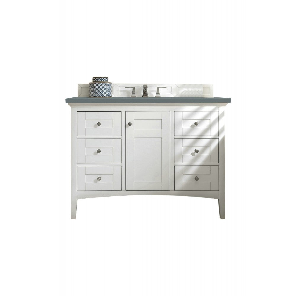 Palisades 48" Single Vanity, Bright  White, w/ 3 CM Cala Blue Quartz Top
