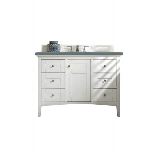 Palisades 48" Single Vanity, Bright  White, w/ 3 CM Cala Blue Quartz Top