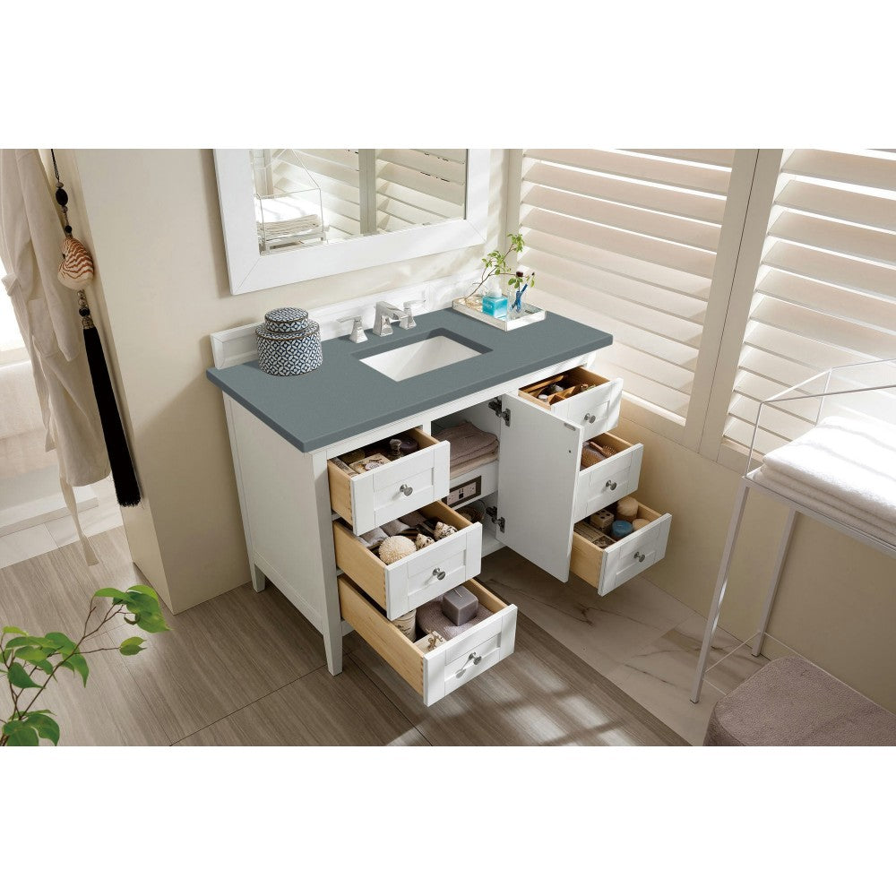 Palisades 48" Single Vanity, Bright  White, w/ 3 CM Cala Blue Quartz Top