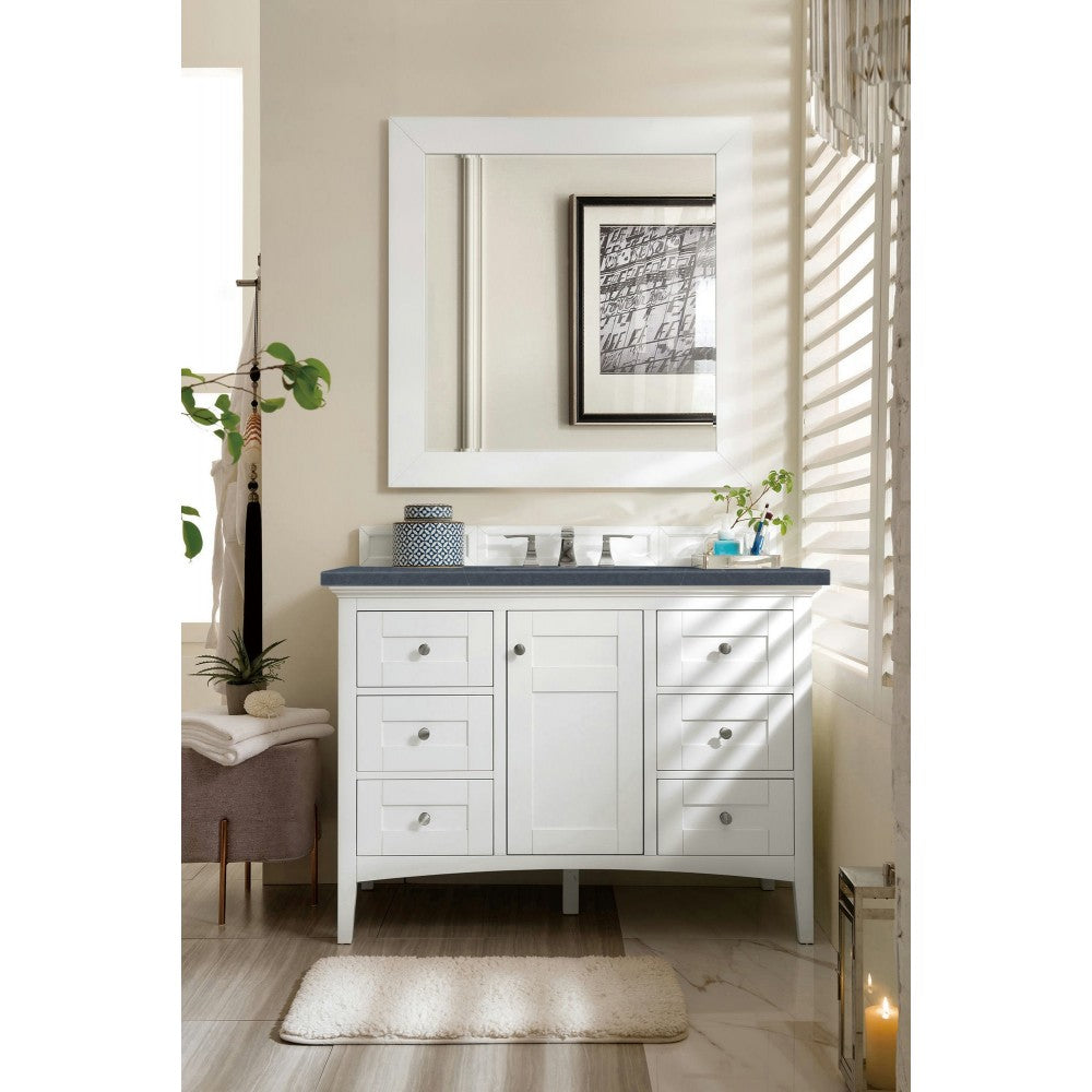 Palisades 48" Single Vanity Bright  White w/ 3 CM Charcoal Soapstone Quartz Top