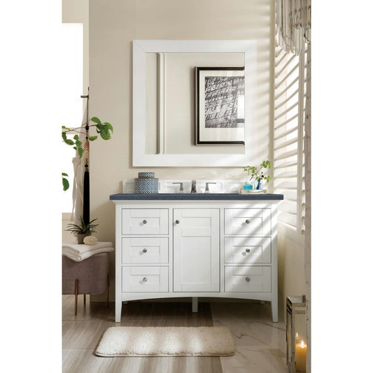 Palisades 48" Single Vanity Bright  White w/ 3 CM Charcoal Soapstone Quartz Top