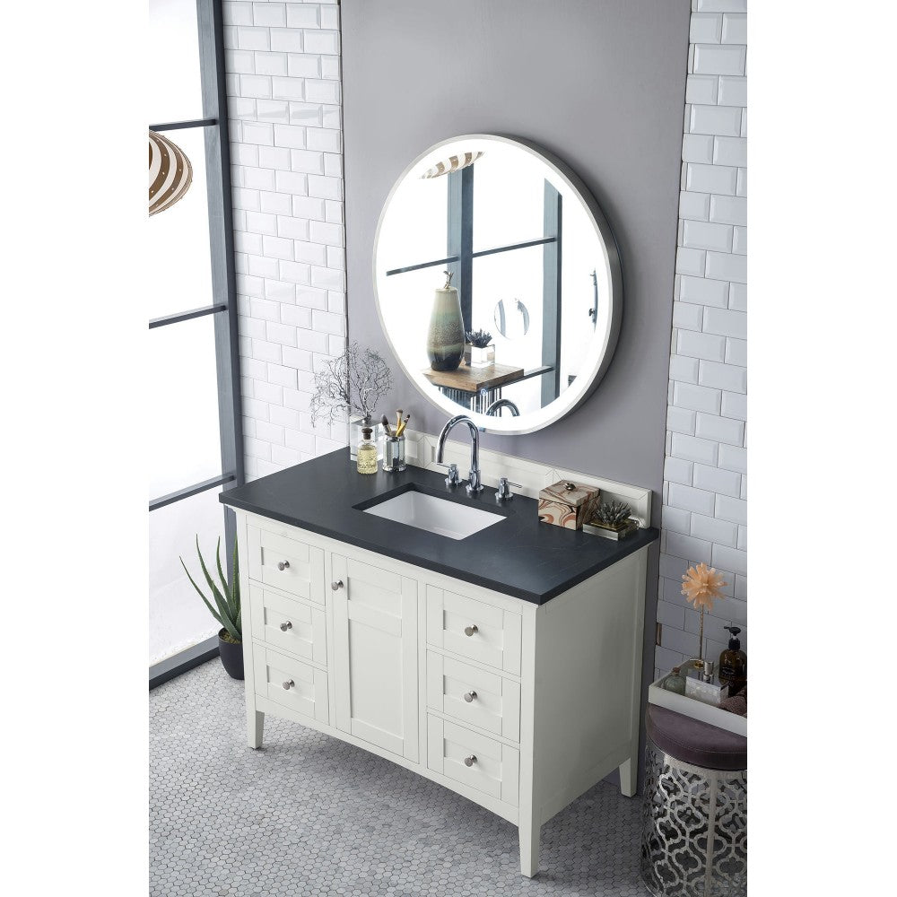 Palisades 48" Single Vanity Bright  White w/ 3 CM Charcoal Soapstone Quartz Top