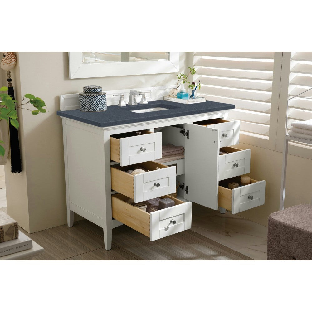 Palisades 48" Single Vanity Bright  White w/ 3 CM Charcoal Soapstone Quartz Top