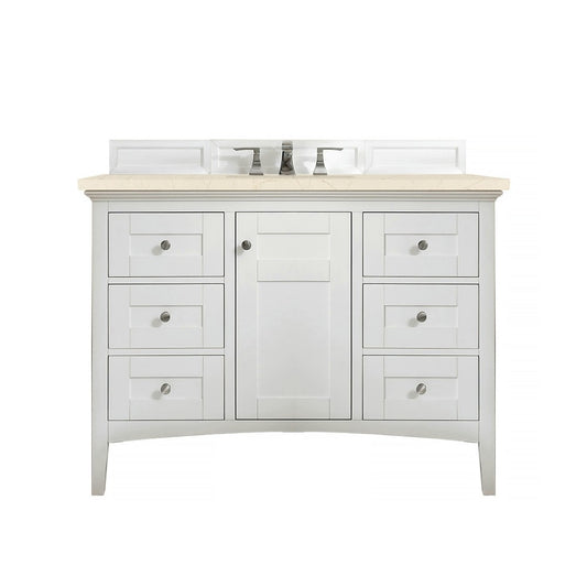 Palisades 48" Single Vanity, Bright  White, w/ 3 CM Eternal Marfil Quartz Top