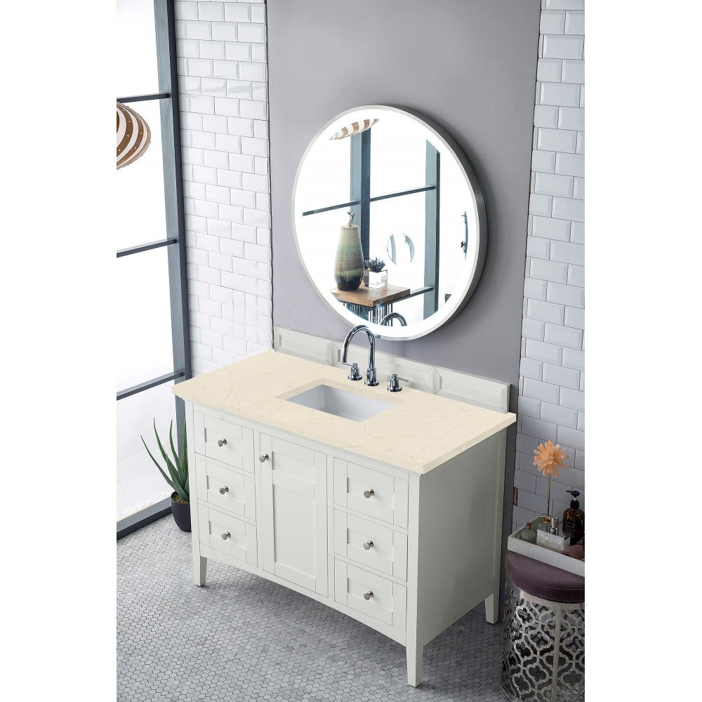 Palisades 48" Single Vanity, Bright  White, w/ 3 CM Eternal Marfil Quartz Top