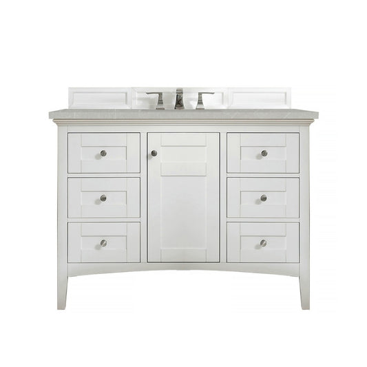 Palisades 48" Single Vanity, Bright  White, w/ 3 CM Eternal Serena Quartz Top