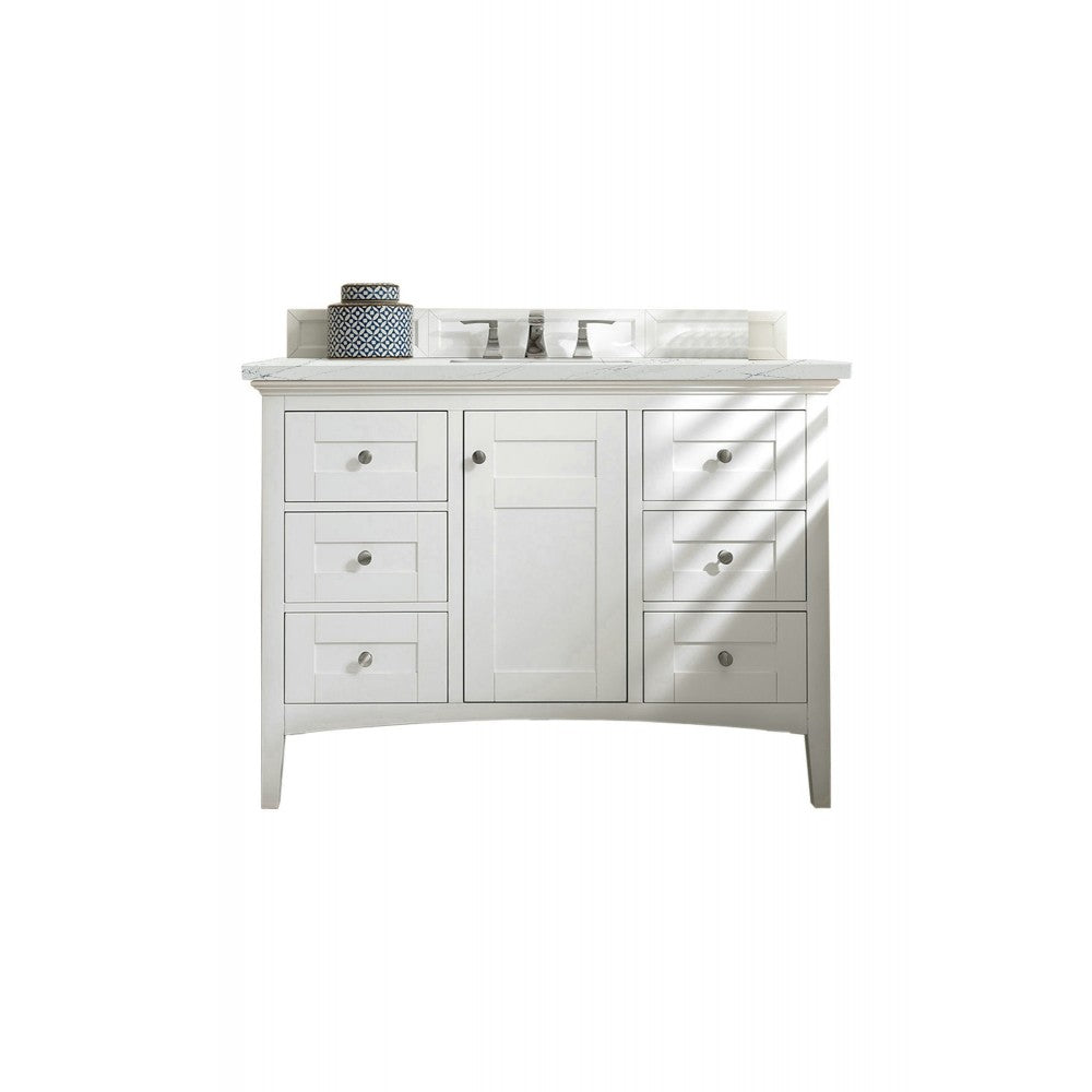 Palisades 48" Single Vanity, Bright  White, w/ 3 CM Ethereal Noctis Quartz Top